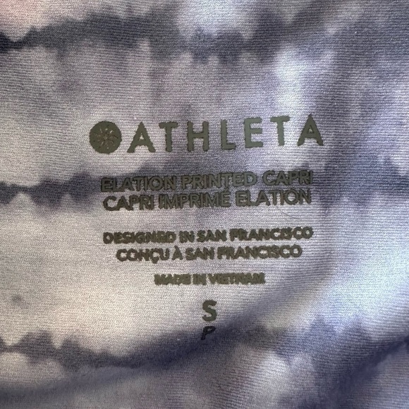 Athleta Elation Printed Capri Purple Tie Dye Womens Small High Rise - Picture 4 of 7